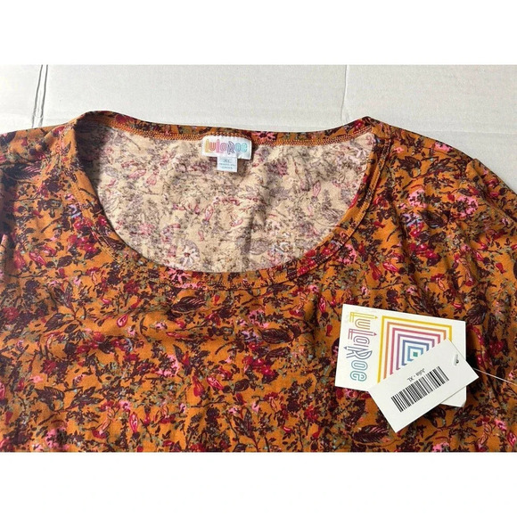 LuLaRoe Women’s Julia Dress, Leaf Floral Print Short Sleeves Rust Brown XL - Picture 3 of 6